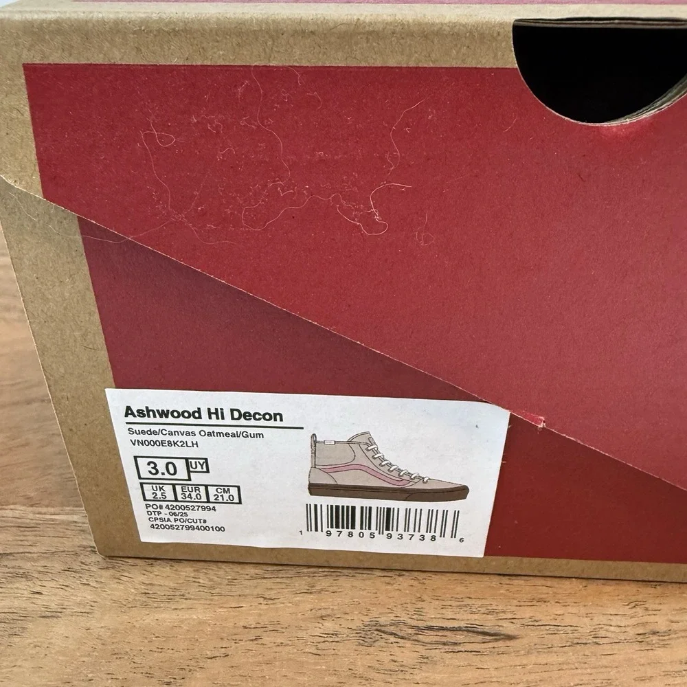 New Big Kids Vans Ashwood Hi Decon‎ Oatmeal Skateboarding Sneakers Shoes 3 Y